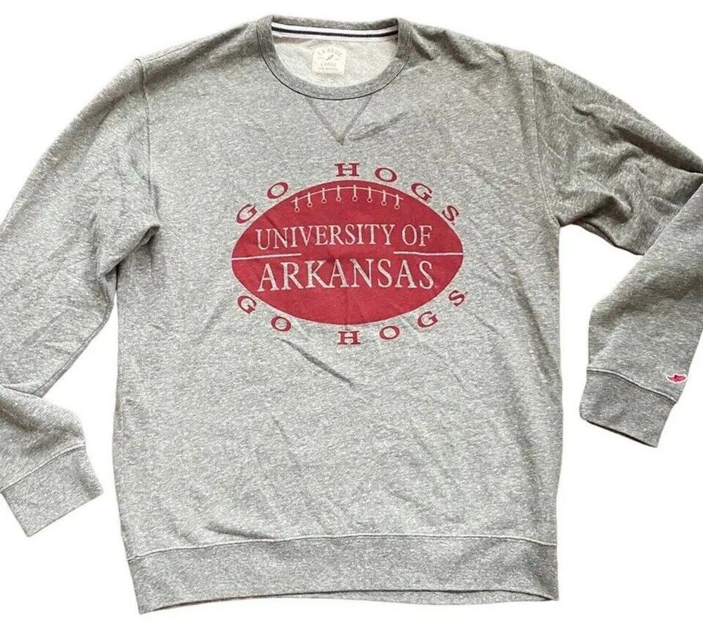Arkansas Razorbacks Sweatshirt Women L Long Sleeve Top Heather Gray Shirt League